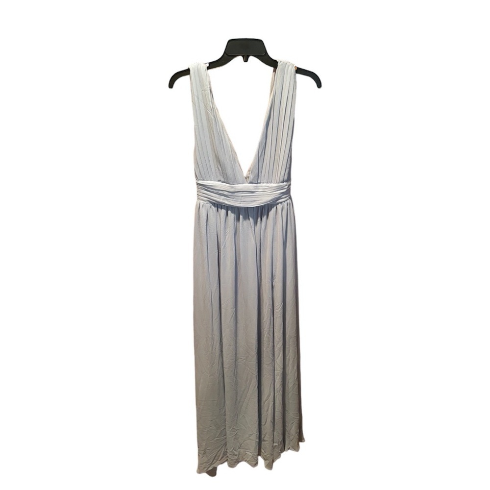 Love By Design Athen Plunging V-neck Maxi Dress in Pale Blue Small